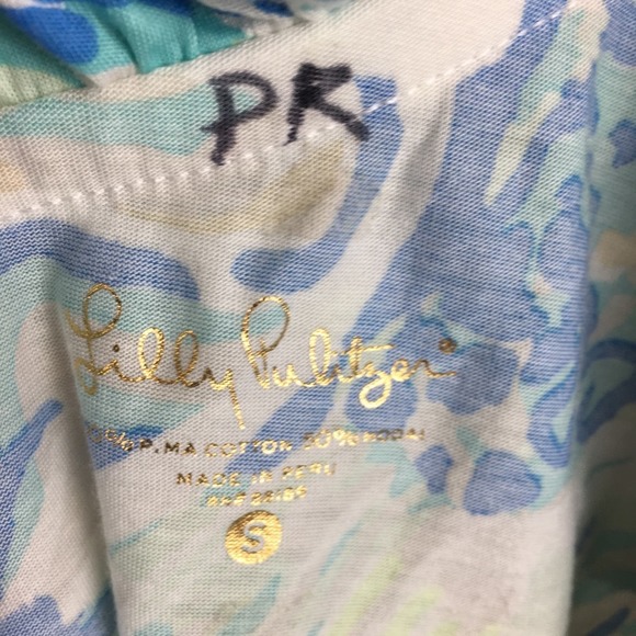 Lilly Pulitzer Blue Abstract Print One Shoulder Top Small - Picture 6 of 6